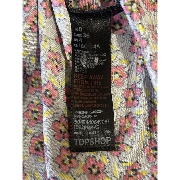 Topshop Women's Black Velvet Floral Dress US Size 4 V Neck Short Sleeve - Picture 7 of 8